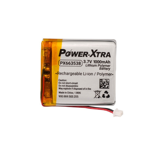 Power-Xtra PX663538 - 3.7V 1000 mAh Li-Polymer Pil-Soketli-Devreli-1.5A